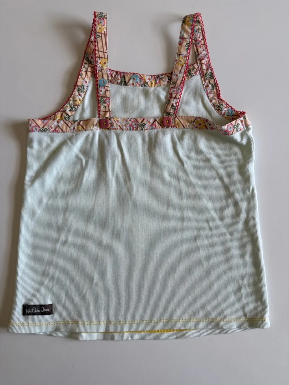Matilda Jane Pale Blue Tank Top with Picot & Floral Trim EUC - Picture 3 of 5